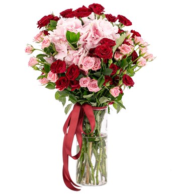 You are My Flower - Mini Güller ve Pembe Ortanca Tasarım