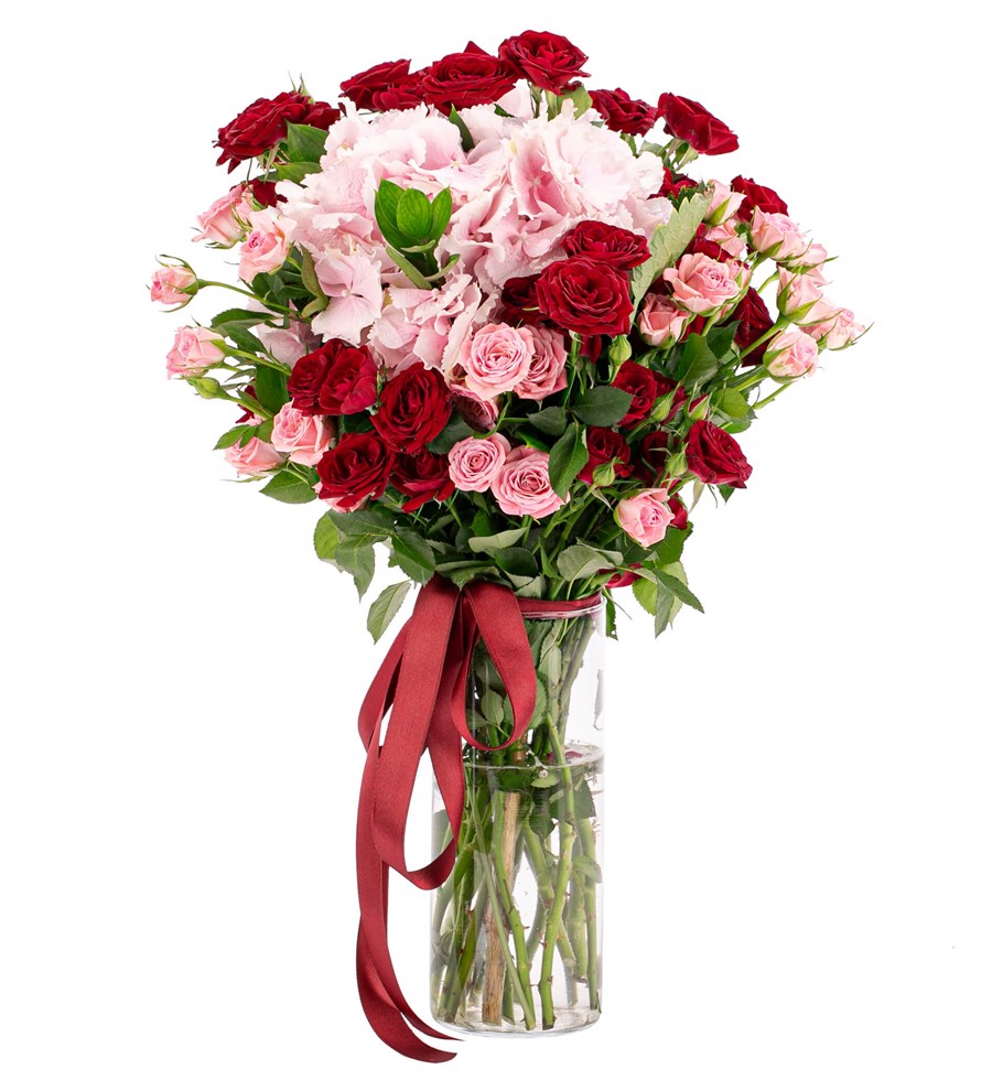 You are My Flower - Mini Güller ve Pembe Ortanca Tasarım