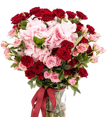 You are My Flower - Mini Güller ve Pembe Ortanca Tasarım