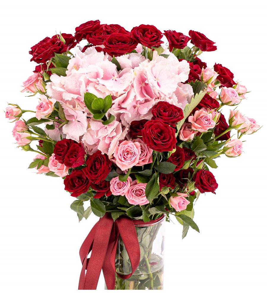 You are My Flower - Mini Güller ve Pembe Ortanca Tasarım
