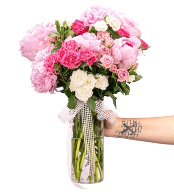 You are My Flower - Şakayık ve Mix Mini Gül Tasarım