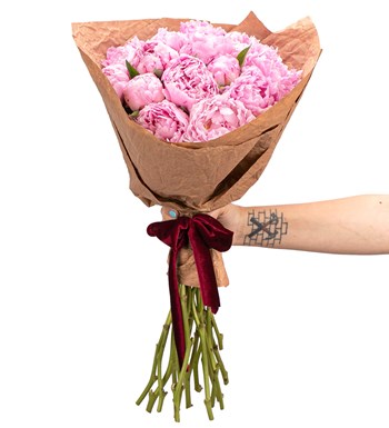 Natural 15'li Pembe Şakayık Buketi