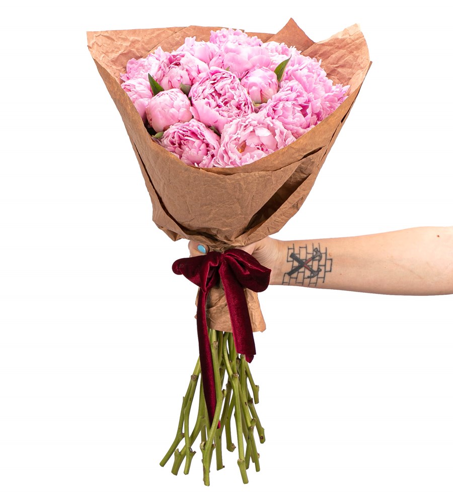 Natural 15'li Pembe Şakayık Buketi