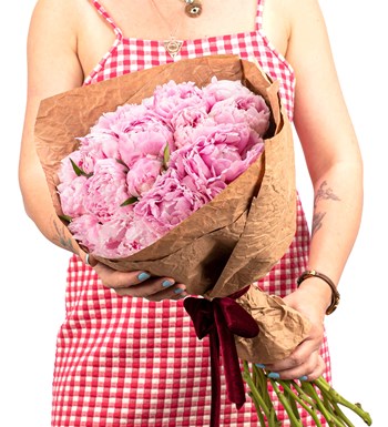 Natural 15'li Pembe Şakayık Buketi