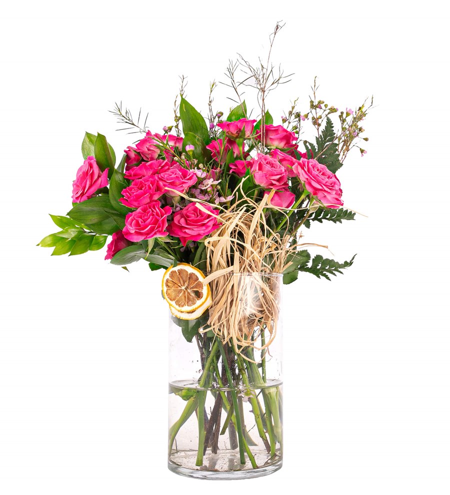 You are My Flower Fuşya Pembe Mini Gül Tasarım