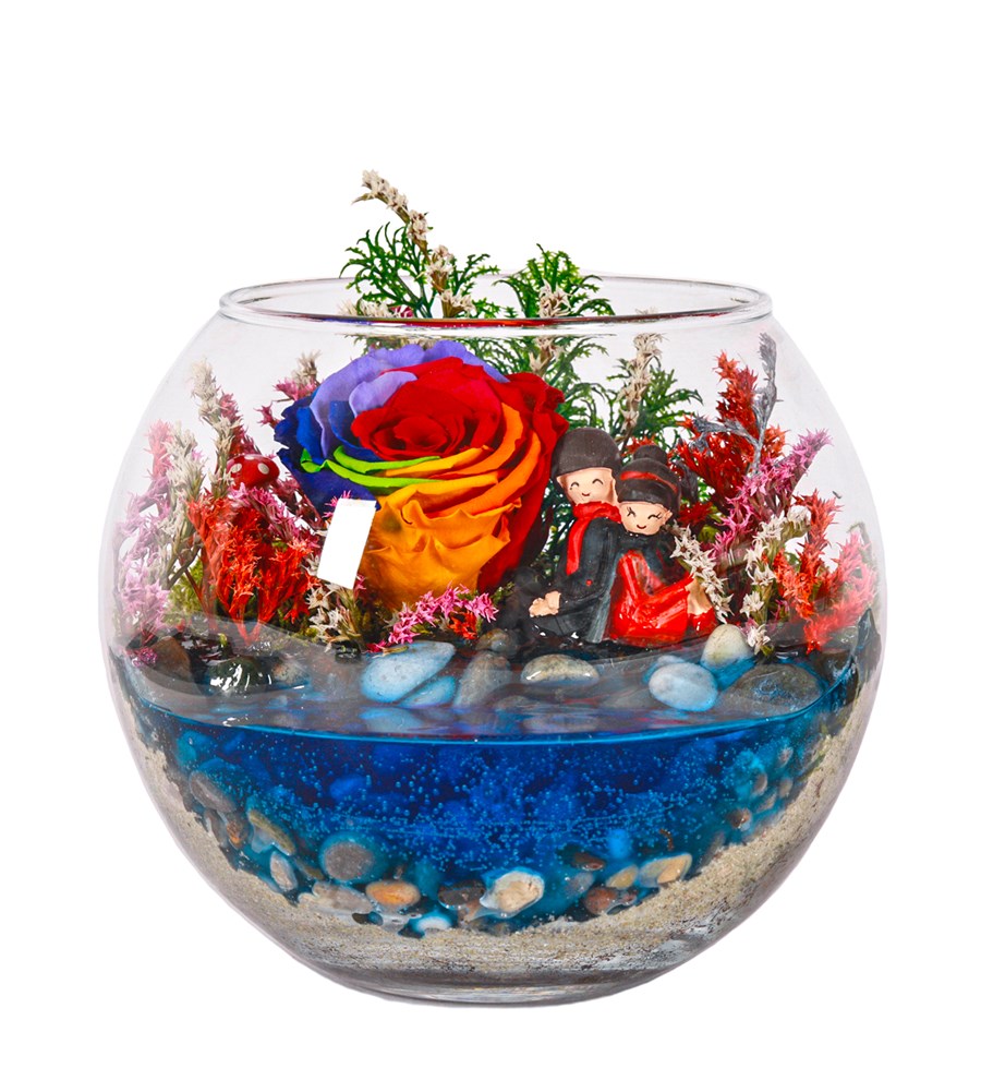 Love Göl Kenarında Dark Rainbow Solmayan Gül Teraryum