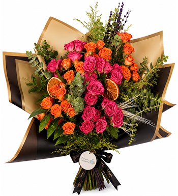 Lilyana Flowers - Turuncu ve Pembe Çardak Gül Buketi