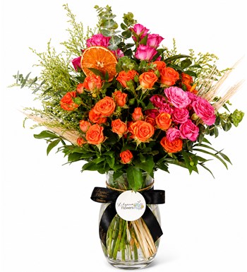 Lilyana Flowers - Turuncu ve Pembe Çardak Güller