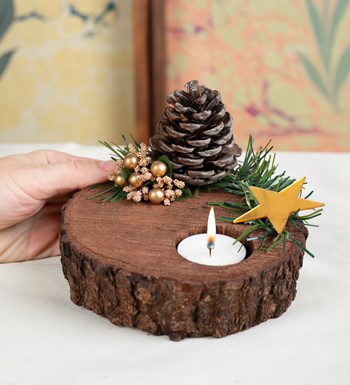 Kütük Dekoratif Tekli Tealight Mum
