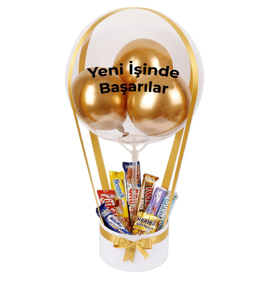 Balonlu Çikolata Kutusu v2 Beyaz Gold