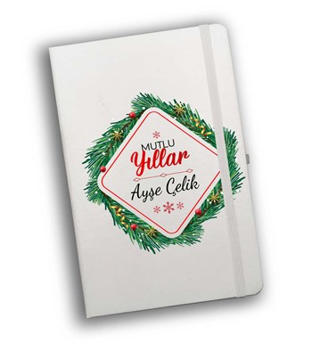 Lilyana Flowers - Kasa İçerisinde Çam Ağacı & Kişiye Özel Beyaz Defter & Kalem Hediye Seti